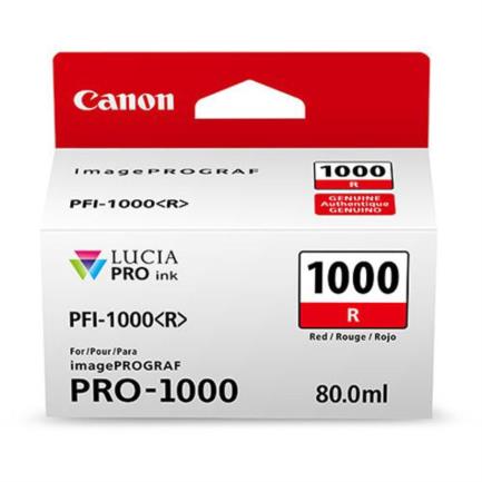 Tinta canon pfi-1000r lucia pro ink tank 80ml color rojo