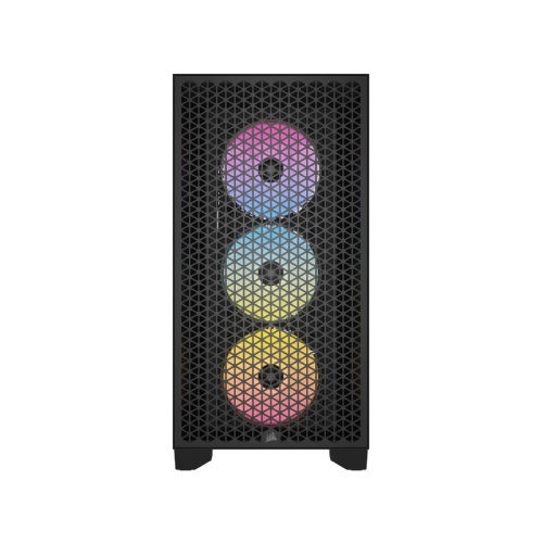 Gabinete Gamer Corsair 3000D RGB AirFlow Media Torre ATX mATX ITX Cristal Templado 3xFan RGB Negro Sin Fuente
