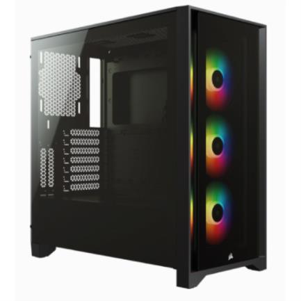 Gabinete Gamer Corsair ICUE 4000X RGB Media Torre ATX mATX ITX Cristal Templado 3xFan RGB Negro Sin Fuente