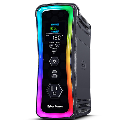 UPS CyberPower GX150C2 1500VA 1000W 120V PFC Activo RGB Panel LCD USB-Cx2 3