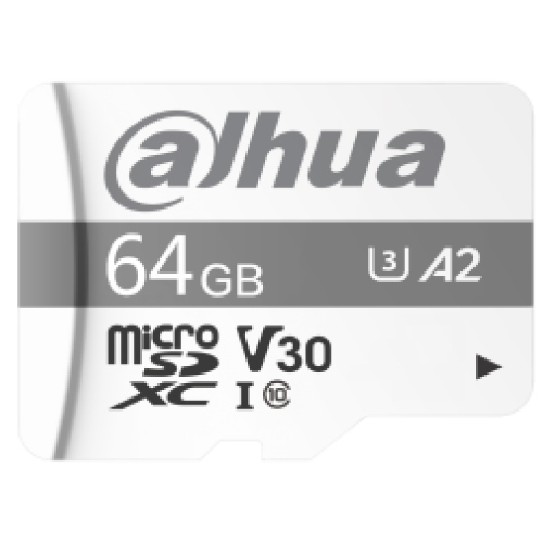 Memoria Micro SD DAHUA 64GB Velocidad Lectura-Escritura 100/38MB para Videovigilancia UHS-I C10/ U3/V30/A2