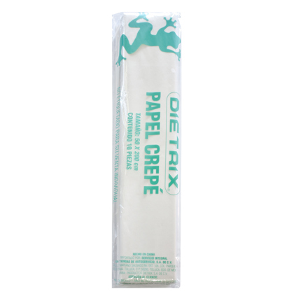 Papel crepe Dietrix 50 X 200 cms blanco paquete con 10 hojas