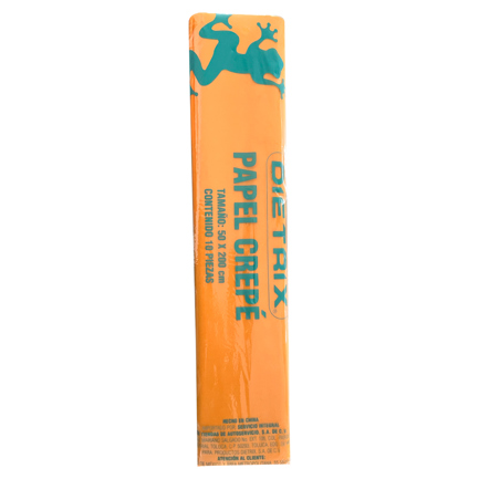 Papel crepe Dietrix 50 X 200 cms naranja paquete con 10 hojas