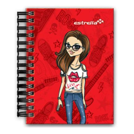 Libreta estrella 1/8 espiral doble wire-o pasta dura 80hjs