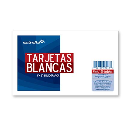 Tarjeta estrella bibliografica 3x5 blanca c/100