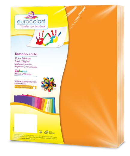 Papel cortado eurocolors carta papaya neon c/100