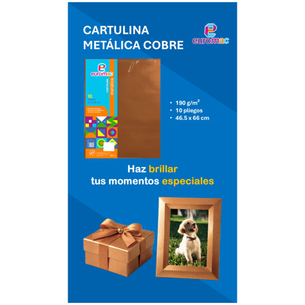 Cartulina metálica Euromac color cobre 47.5 × 66 cm bolsa con 10 hojas