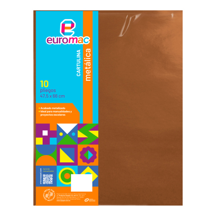 Cartulina metálica Euromac color cobre 47.5 × 66 cm bolsa con 10 hojas 2