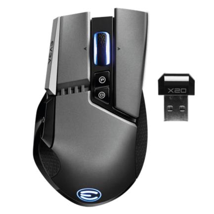 Mouse Gamer EVGA Optico X20 Inalambrico Bluetooth USB-A 16000DPI Negro
