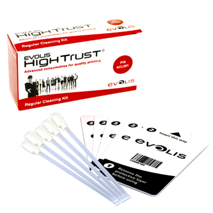 Kit de limpieza Evolis 5 tarjetas adhesivas cortas 5 hisopos uso de tarjeta con cada 1000 5