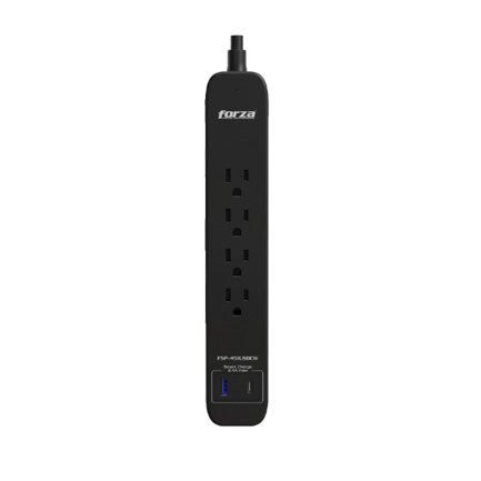 Protector tensión Forza negro 1625W/500J 4 slds 1-USBA 1-USBC 120V/240V