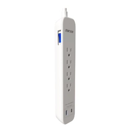 Protector de Sobretensión Forza FSP-451USBCW SP 110/220V 500J 4-NEMA 1-USB-A/C 1.5FT 16AWG WH 2PK