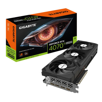 Tarjeta de Video Gigabyte WindForce Max GeForce RTX4070TI Super OC 16GB RGB Fusion Triple Fan GDDR6X PCIe 4.0 1xHDMI 3xDP