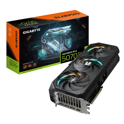 Tarjeta de Video Gigabyte Gaming GeForce RTX5070TI OC 16GB Triple Fan RGB GDDR7 256bit PCIe 5.0 1xHDMI 3xDP 3