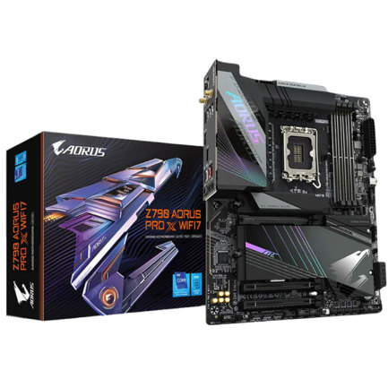 Tarjeta Madre Gigabyte Z790 Aorus PRO X WIFI7 4xDDR5 256GB 8266Mhz M.2 PCIe 5.0 HDMI DP USB-C S 1700 14th Gen ATX WIFI 7