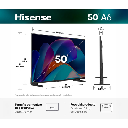 Pantalla Hisense 50in 4K UHD / Roku TV LED DLED y Dolby Vision contenido con HDR10/HLG Filmmaker Mode ALLM y VRR. 2