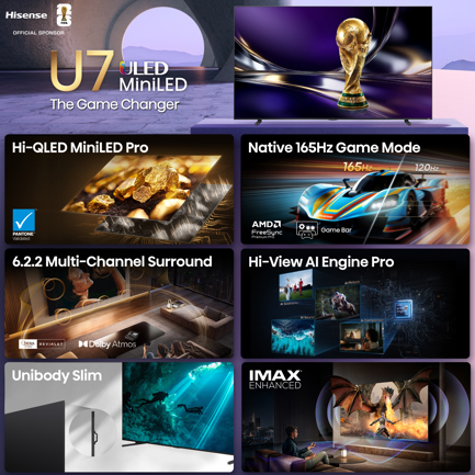 Televisor Hisense Mini LED 115 pulgadas 4K/UHD 116U7SG con Google TV con AI Smooth Motion