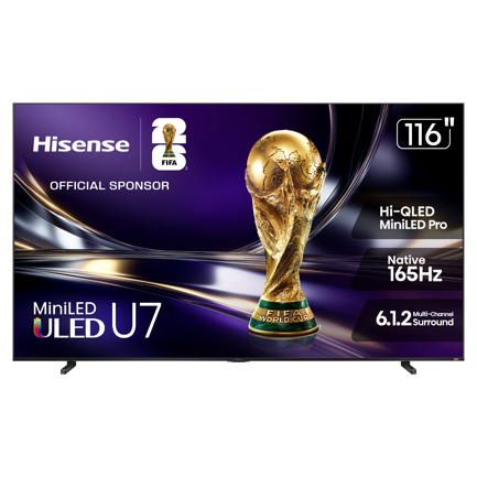 Televisor Hisense Mini LED 115 pulgadas 4K/UHD 116U7SG con Google TV con AI Smooth Motion 5