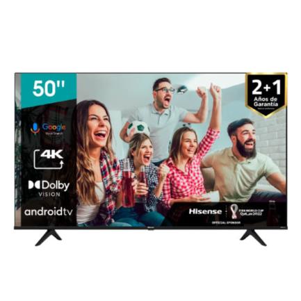 Televisor hisense a6g 50" uhd 4k resolución 3840x2160 smart android tv sin bizel
