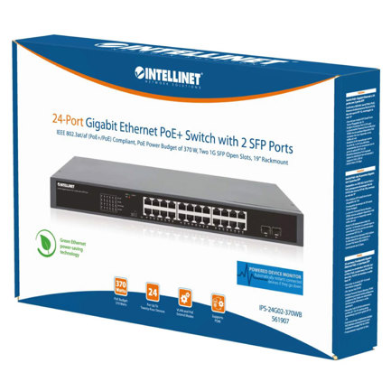 PoE Switch Intellinet GB 24 ptos 19 30W/pto 370W 2 SFP Ports