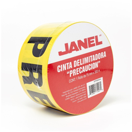 Cinta Delimitadora Janel Amarilla Precaucion Sin Adhesivo 75mm X 300mts