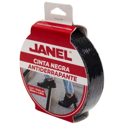 Cinta Antiderrapante Janel color negro 25mm X 4.57mts