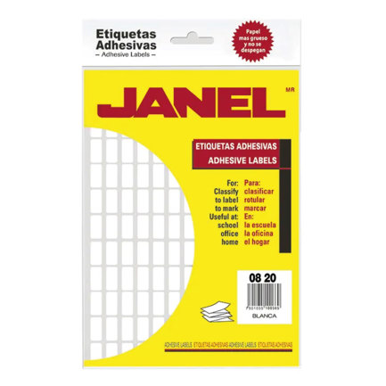 Etiqueta JANEL Adhesiva #04 de 8x20mm C/2520 Piezas