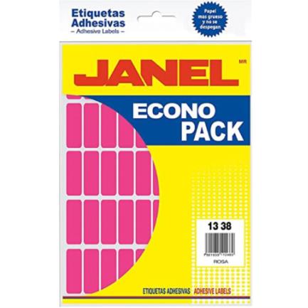 Etiquetas adhesivas janel econopack fluorescente 13x38mm color rosa sobre c/400