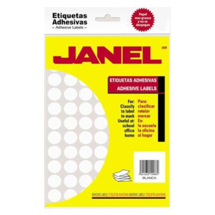Etiquetas adhesivas janel clásicas no. 9 00x13mm color blanco c/2520