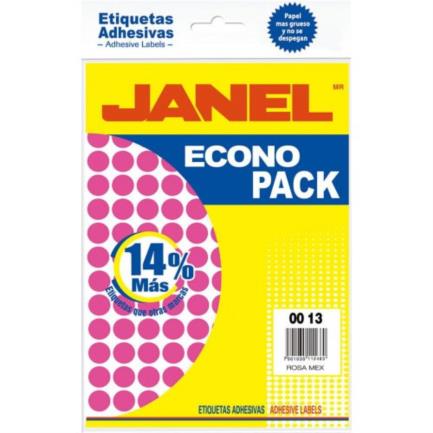 Etiquetas adhesivas janel econopack fluorescente 00x13mm color rosa sobre c/1120