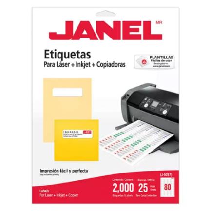 Etiquetas adhesivas janel láser j-5267 1.3x4.5cm c/8000