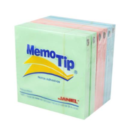 Notas adhesivas janel memo tip pastel 3x3 100h c/6 pzas