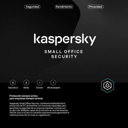 Licencia Antivirus ESD Kaspersky Small Office Security 1 Año 9 Dispositivos + 9 Mobile + 1 File Server