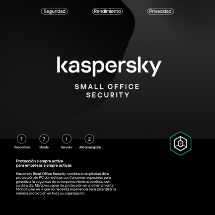 Licencia Antivirus ESD Kaspersky Small Office Security 2 Años 7 Dispositivos + 7 Mobile + 1 File Server