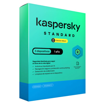 Licencia Antivirus ESD Kaspersky Standard Mobile 1 Año 3 Dispositivos