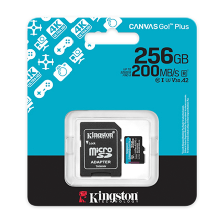 Memoria MicroSD Kingston Flash Canvas GO PLUS 256GB UHS-I CLASE 10 C/Adaptador