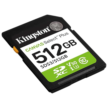 Memoria SD Kingston Flash Canvas Select Plus 512GB SD UHS-I Clase 10