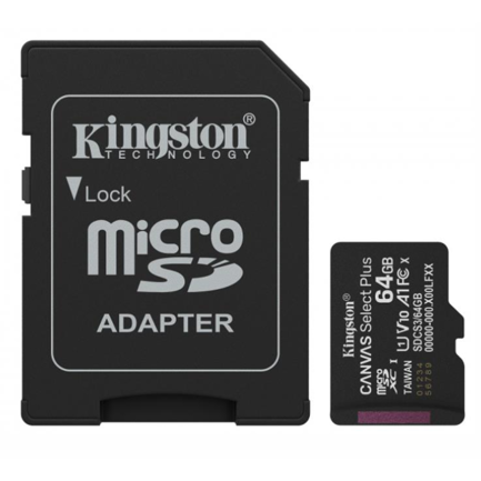 Memoria MicroSDXC Kingston Flash SDCS3/64GB 64GB UHS-I Clase 10 con Adaptador
