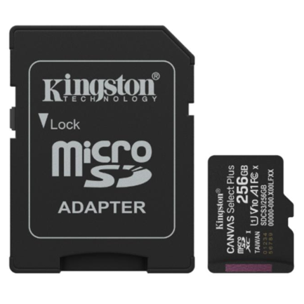 Memoria MicroSD Kingston Flash Canvas Select Plus Gen3 256GB UHS-I Clase 10 con Adaptador