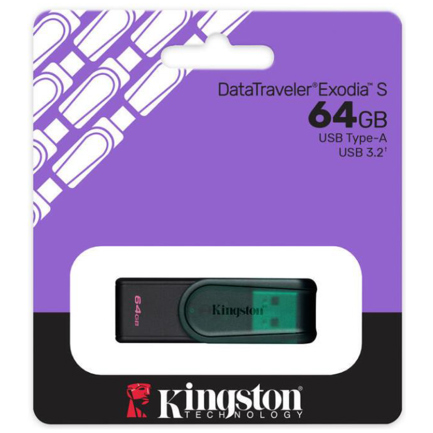 Memoria USB Kingston Datatraveler Exodia S 64GB 3.0 GEN 1 TAPA GIRATORIA BLUE