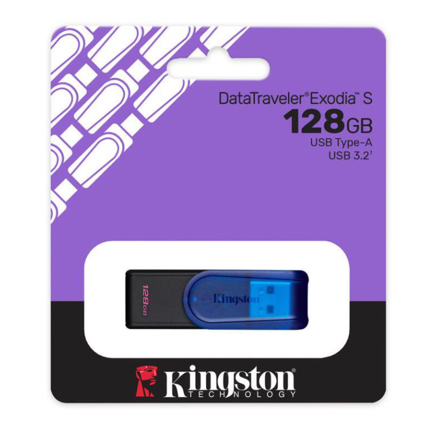Memoria USB Kingston Datatraveler Exodia S 128GB 3.0 GEN 1 Tapa Giratoria Azul