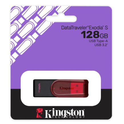 Memoria USB Kingston Datatraveler Exodia S 128GB 3.0 GEN 1 Tapa Giratoria Roja