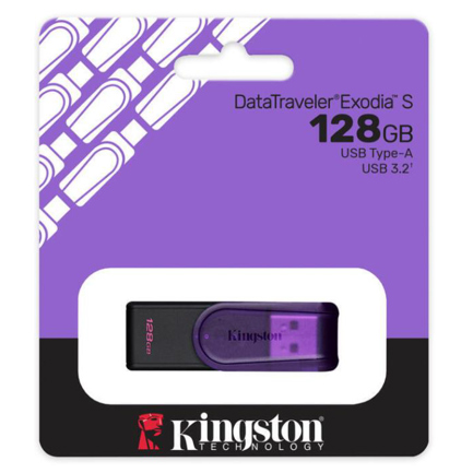 Memoria USB Kingston Datatraveler Exodia S 128GB 3.0 GEN 1 Tapa Giratoria Violeta