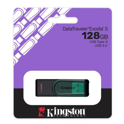 Memoria USB Kingston Datatraveler Exodia S 128GB 3.0 GEN 1 Tapa Giraroria Verde