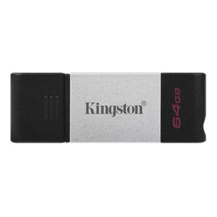 Memoria usb kingston datatraveler 80 64gb usb-c 3.2 gen 1 color plata-negro