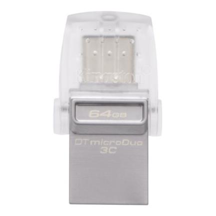 Memoria usb kingston datatraveler microduo 3c 64 gb tipo c 3.0/3.1 color gris