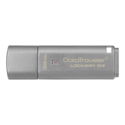 Memoria usb kingston datatraveler locker+ g3 encriptación 32 gb color gris