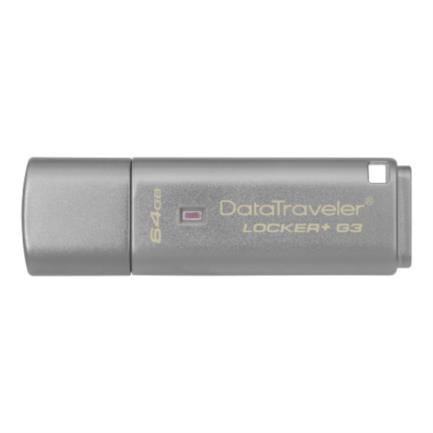 Memoria usb kingston datatraveler locker+ g3 encriptación 64 gb color gris