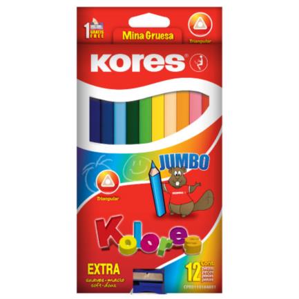 Colores triangulares kores jumbo 5mm estuche c/12