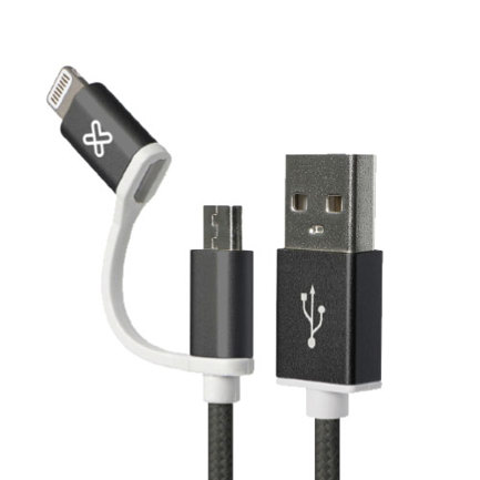 Cable 2 en 1 Klip Xtreme  Lightning y Micro USB KAC-210BK trenzado Certificado Apple 1m Negro 3